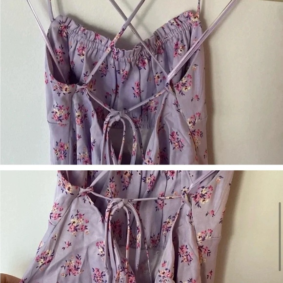 Zara Floral Lavender Satin Maxi Dress - Picture 7 of 7